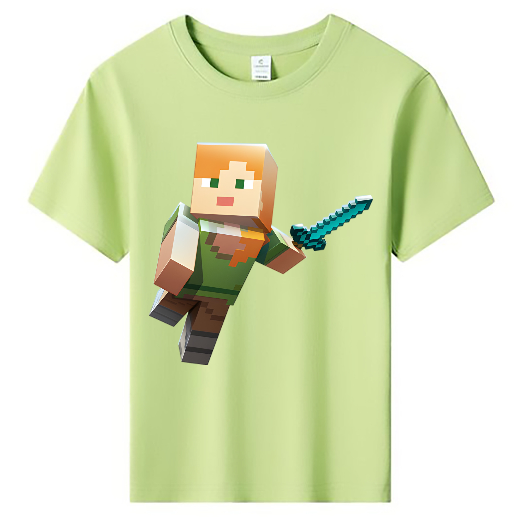 （画像用） マインクラフト ブロックの世界 Minecraft MC Block world 綿100％キッズTシャツ（フロントプリント）